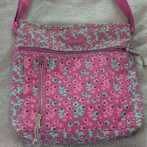 Vera Bradley Pink and Green Patterned Crossbody Bag